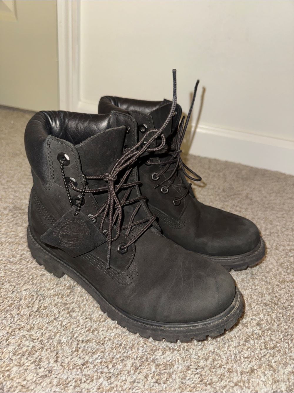 Timberland Black Leather Lace-Up Boots- Women’s